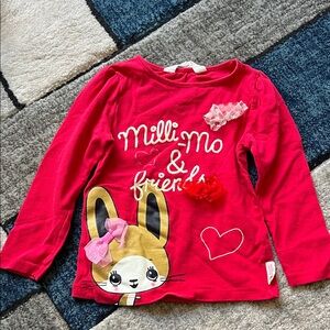 H&M Red Long Sleeve Kids Tee with Bunny Design